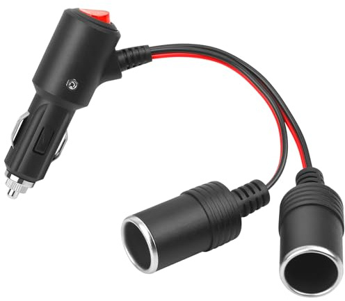 Dongge Adaptador para encendedor de cigarrillos, enchufe para coche, 12 V/24 V, enchufe para encendedor de cigarrillos con interruptor, adecuado para su uso en automóviles, caravanas, barcos, etc.