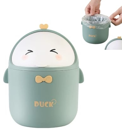 KUIZHEN Desktop Bin, Tea Bag Bin Desk Bins Mini, Mini Deskbin with Lid | Cute Carton Desk Top Bins for Home Office Bedroom Car Kitchen (Green)
