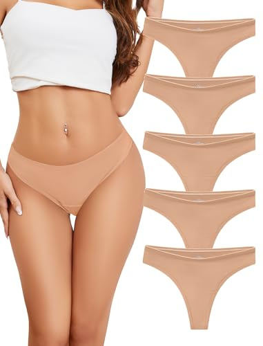 Voenxe Bomull Stringtrosor Dam,Kvinnliga Trosor String Sexiga,Damer Andetagbar UnderkläDer,Cotton Thongs for Women Underwear,Brasilian Tangas Panties Flerpack 5st