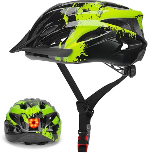 Fahrradhelm Erwachsene mit Licht für Damen und Herren 57-62CM | 3 Modi Verfügt,Radhelm, Cityhelm Urban Fahrradhelm,Verstellbares Design mit Abnehmbarer Visier,Leichter