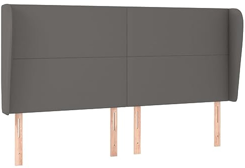 Qnhdfrt Bettkopfteil Grau 203 x 23 x 118/128 cm Kunstleder Kopfteil mit Höhenverstellbarer Lehne und Ohr Design Modernes Wohnaccessoire für Schlafzimmer