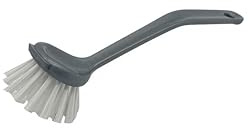 apollo THE HOUSEWARES BRAND Dish Brush, Washing up, Plastic Angled Handle | Kitchen Scrub for Pots and Pans, Firm Bristles, With Incorporated Scraper, 22x6x7cm, Grey