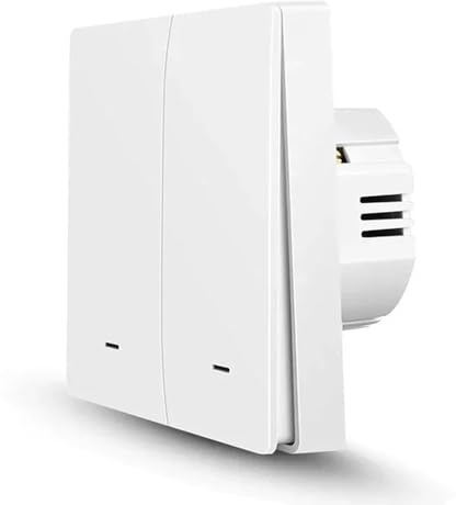 FSMUCFY Interruptor Inteligente WiFi de Pared, Con/Sin Cable Neutro, Conmutador de Luz Tuya Compatible con Alexa y Google Home, Control por App Smart Life, Mando a Distancia（Tuya WiFi 2Gang-Weiß）