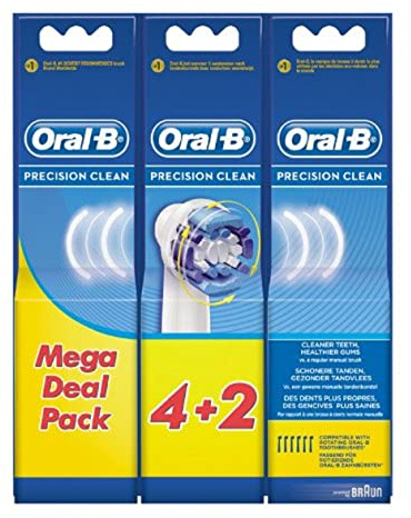 Oral-B Precision Clean 4er + 2 Zahnbürstenköpfe (Pack von 6)