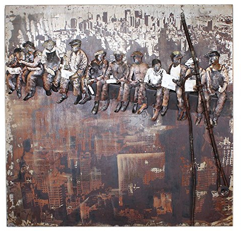 Phoenixarts Skylunch Metallbild 3D Arbeiter Stahlträger Bild New York Industrie Design 100x100 - über 40 Motive