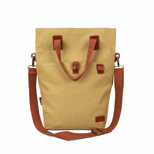 TOURBON Fahrradtasche für Damen, Segeltuch, Schultertasche, Packtasche zum Anclippen mit Schnellverschluss, Khaki,