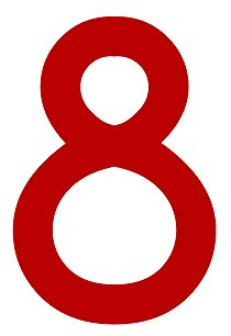 Zahl 8 in rot, 30 cm großer Sticker, wetterfeste Klebezahl | Selbstklebende Klebefolie für Hausnummern an Tür, Tor, Garage, Schaufenster und allen glatten Oberflächen
