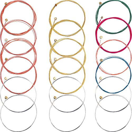 3 Sets mit 6 Gitarrensaiten, Ersatz-Stahlsaiten für Akustikgitarre (1 Messing-Set, 1 Kupfer-Set und 1 mehrfarbiges Set)