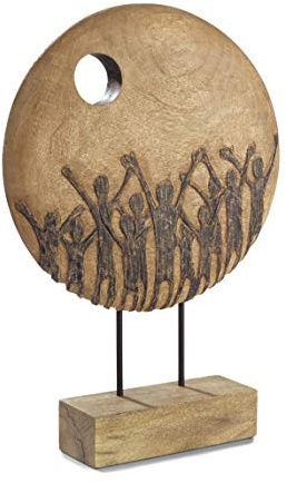Moritz Hope Hoffnung 55,5 cm braun – Mangoholz Skulptur Scheibe modern Deko | Handgeschnitztes Unikat aus Naturholz auf Sockel, Symbol für Zuversicht, Blickfang und sinnvolles Geschenk für viele Anlässe