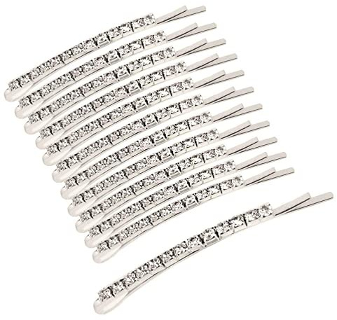 12 Pieces Rhinestone Bobby Pins, Silver Metal Hair Clips Diamond Bobby Pins Crystal Hair Pin for Prom Bridal Wedding Hair Accessories Gift Stocking Stuffers for Women Girls
