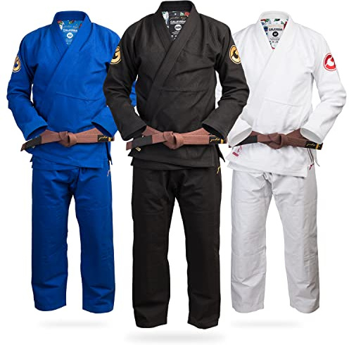 Gold BJJ Calavera Jiu Jitsu Gi - Ultra Strong Gold Weave Premium Kimono - IBJJF Competition Approved Uniform (Black, A2L)