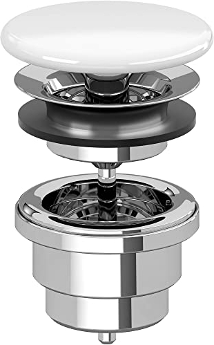 Villeroy & Boch Ablaufventil ohne Überlauf 5/4 Zoll - Ablauf mit Ventilabdeckung aus Keramik mit CeramicPlus