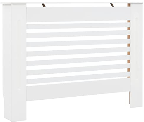 vidaXL Copertura per Radiatore Decorativa Copri Termosifone Protezione Riscaldamento Copertura Stufa Bianco Opaco 112x19x81,5 cm in MDF