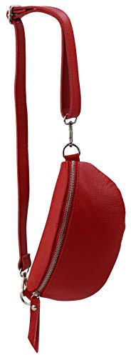 SH Leder ® echt Leder Hüfttasche Damen Herren Unisex Gürteltasche für Festival Reise Bauchtasche kleine Crossbody Bag Frauen Ledertasche 23x12cm AVA G292 (Rot)