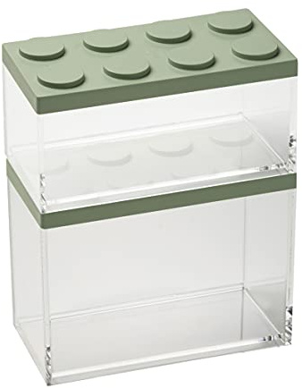 OMADA Set 2 Contenitori per Alimenti con Coperchio Impilabile Mattoncino | Set Completo di 2 Contenitori Trasparenti Impilabili Rettangolari, Collezione Brickstore