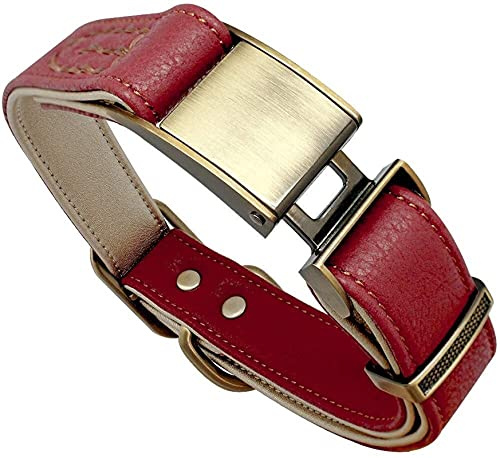 DHGTEP Hundehalsband Aus Weichem Leder Für Pitbull Haltbare Verstellbare Hundehalsbänder Für Kleine Mittlere Hunde (Color : Red, Size : S)