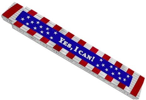 Yes, I can! Meterstab aus Holz in Blau, Rot und Weiß Werkzeug Geschenk lustiger Zollstock Mr. President Gliedermaßstab mit Spruch bedruckt und qualitativ hochwertig verarbeitet