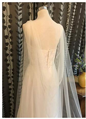 TGRTY Braut Hochzeitsschleier Tüll Cape Schleier 200cm / 250cm / 300cm / 350cm / 400cm / 500cm Lang In Weiß Elfenbein Wunderschöner Brauttüll (Color : Ivory, Item Length : 250cm)