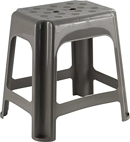 Sterling Ventures Sturdy Large Plastic Sitting Stool Stackable Design 34 x 42 x 42cm (Talpa)
