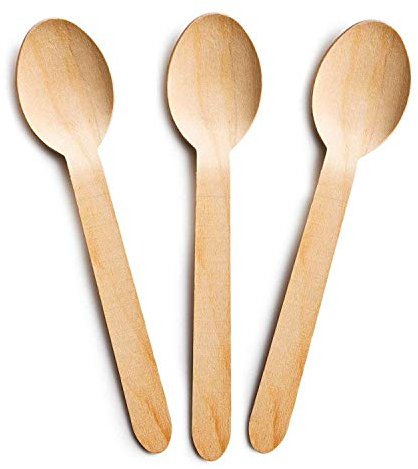 Avlash® [ Pack of 100 ] Disposable Wooden Spoons, Biodegradable Wooden Spoon - 16cm Long | Eco Friendly & Plastic Free Wooden Spoons - Ideal for Wedding, Picnic, Party, Office (Spoons)