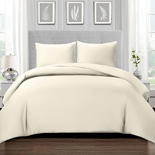 Pizuna Bettwäsche 155x220 + 80x80 Baumwolle Neues Elfenbein 800 Fadenzahl | 100% Baumwolle Bettbezug und Kissenbezug, 100% Mako Satin 2-Teilig Bettwäscheset 155x220 + 80x80 Neu Elfenbein Mako Satin