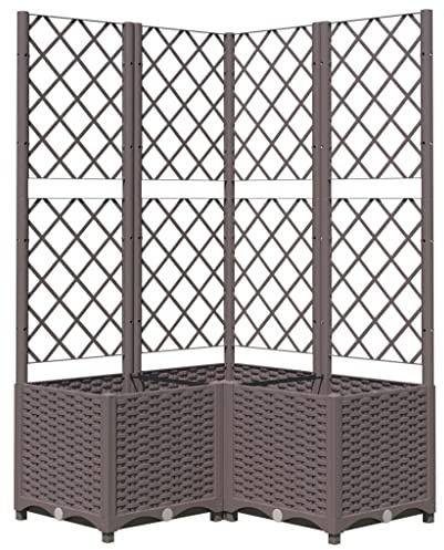 vidaXL Pflanzkübel mit Rankgitter Blumenkübel Pflanzkasten Blumentopf Blumenkasten Rankhilfe Spalier Gartenspalier Braun 80x80x136cm PP