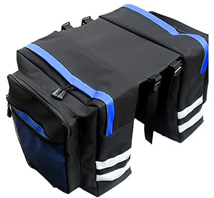 XiXiRan Sacoche Velo Porte Bagage Arriere, Sacoche Double pour Vélo, Sac Velo Porte Bagage Porte Bagage Arriere Impermeable, Haute Capacité Multifonction Sacoche Vélo Outdooro (Bleu)