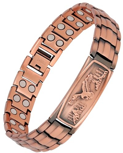 Feraco Copper Bracelet for Men-Magnetic Bracelets 99.99% Pure Copper Jewelry Gift with Adjustable Sizing Tool, Magnetic Field Therapy Jewelry with Eagle Pattern