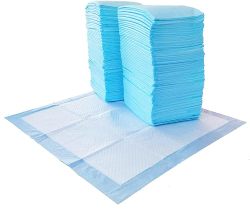 Amazon Basics Scented Dog and Puppy Potty Training Pee Pads, 5-Layer Leak-Proof Super Absorbent with Quick-Dry Surface, Regular Size 22 x 22 Inch, Blue & White, 100 Count