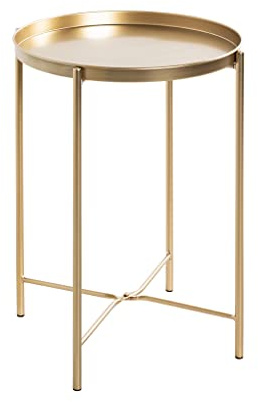 HAKU Beistelltisch rund Gold Metall runder Couchtisch klein - Maße: H 50 x Ø 39 cm Style: Art Deco