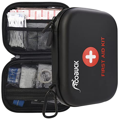 Roobuck First Aid Kit for Camping, Hiking & Backpacking, Portable First Aid Bag for Car, Travel Emergency Kit (Schwarz)