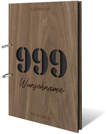 Individuelles Fotoalbum zum Geburtstag – Echtes Holz mit Persönlicher Gravur, Zahl individuell ausgestanzt, hochwertiger Fotokarton 25 Blatt / 50 Seiten, DIN A4 Hoch Ideal für bleibende Erinnerungen