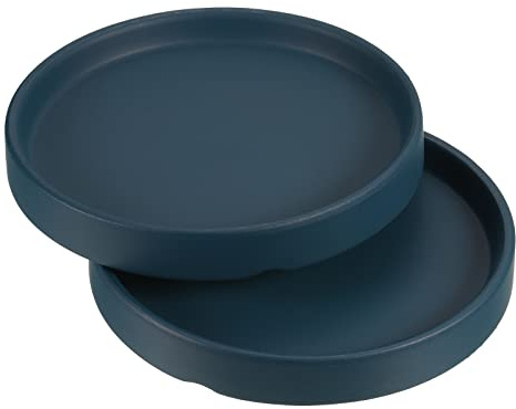 PATIKIL Lot de 2 soucoupes rondes en céramique pour pot de fleurs de 11,4 cm, pour intérieur et extérieur, bleu