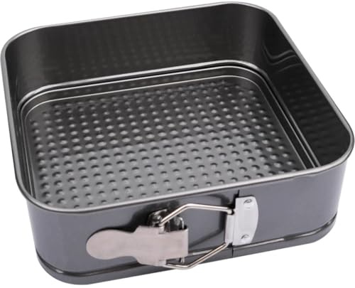 Quadratische Backform mit Feder für Multikocher, Airfryer und Backöfen, antihaftbeschichtet, 20 x 20 cm, 6,5 cm hoch, 2,6 Liter Fassungsvermögen, Kohlenstoffstahl, ofenfest, Handwäsche