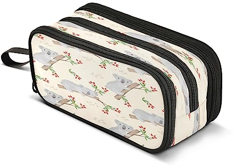 Kcldeci Federmäppchen, niedliches Koala, großes Federmäppchen, Stifteetui, Schreibwaren, Büro, Reisen, Make-up-Organizer für Erwachsene, Damen, Herren, Mehrfarbig, 8.86*3.54*4.33in