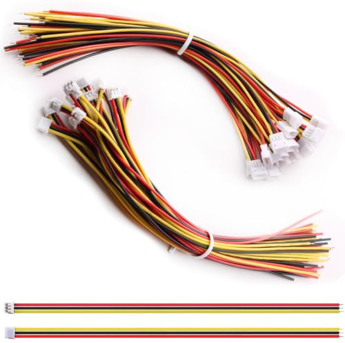VISSQH 40Pcs(20 Pairs) JST Connector,JST 1.5 ZH 3 pin JST Male Female Connector,Mini Micro JST Socket and Plug with 150 mm 28 AWG cable
