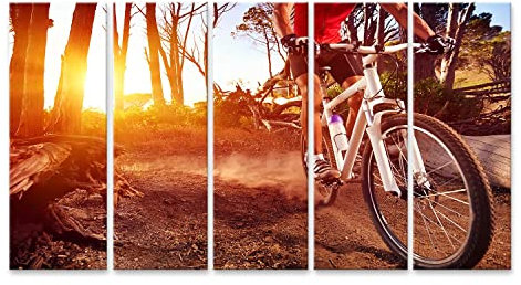 islandburner Prime Bild auf Leinwand Mountainbike Radfahrer Fährt Einspurig Sonnenaufgang Gesunde Bilder Wandbilder Poster