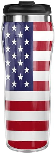Pixly® Mug isotherme de voyage avec drapeau des États-Unis, capacité de 400 ml, drapeau américain des États-Unis