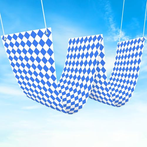 HONMOK Oktoberfests-Hängende-Banner 270x30cm Bayerische Bayern Decken Dekoration Blau Weiß Wiesn Party Banner für Bierfest Bavaria Party Bierzelten Biergarten Bier Festival