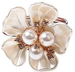 Serviettenringe, Hochzeit, Perle, Strass, Blume, Einfache Serviettenringe, Exquisite Metall-Serviettenschnalle mit 5 Blütenblättern, für Hochzeit, Weihnachten, Party (A)
