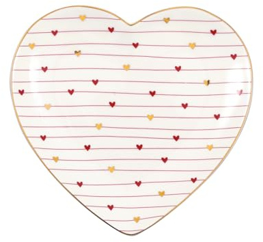 GreenGate Teller GRACE HEART in Herzform Weiß mit Herzen 17x16 cm