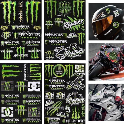 4 Stück Motorrad Aufkleber, Selbstklebend Motorradhelm Aufkleber