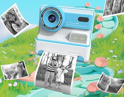Euakee Appareil Photo Instantané, 2.4 Écran Appareil Photo Enfant avec Papier d'impression et Carte 32GB, Kidizoom Printcam, Mode Selfie, Cadeau Jouet pour Enfant Garçons Filles de 3-12 Ans (Bleu)