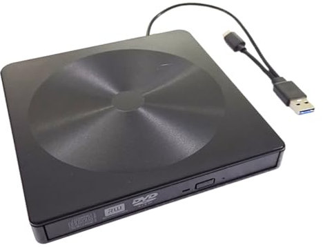 PHENOFICE Externa De CD DVD Typec Ultrafina y Ligera Multifunción Portátil Compatible con Laptop y Pc con Corrección De Errores Resistente Impactos Ruido Sin Necesidad De Drivers Alimentació