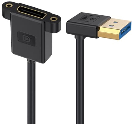 cablecc Câble d'extension DisplayPort 1.4 8K 60 Hz 4K 144 Hz Ultra fin DP mâle vers femelle coudé vers le haut pour moniteur d'ordinateur portable de bureau, carte graphique 30 cm