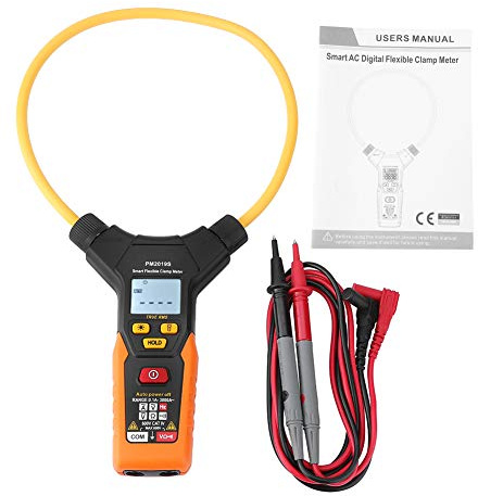 Pinza Amperimétrica Flexible, Multímetro Digital de Corriente CA, Pantalla LCD Retroiluminada para Pruebas y Mantenimiento eléctricos. Cómodo de Usar, con Linterna, Retención de