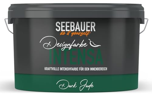 SEEBAUER diy Intensivfarbe INTENSA Grün 2,5L (Dark Jade) Edelmatte Wandfarbe Dunkelgrün - Innenfarbe sehr hohe Deckkraft - Matt, Abwaschbar und Tropffrei