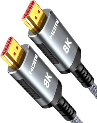 Highwings HDMI Kabel 8K 8M, HDMI 2.1 Kabel 48Gbps Ultra Highspeed 8K@60Hz 4K@120Hz 7680P HDR10 eARC DTS:X 3D HDCP 2.2&2.3, Kompatibel mit PS5/4/3 HDTV Blu-ray Player Monitor