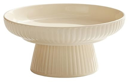 ZGFHLI Frutero De Cerámica con Pie para Mostrador De Cocina Cuenco para Servir Estante De Exhibición De Postres Bandeja De Almacenamiento De Bocadillos De Alimentos para Cocina,Beige,A