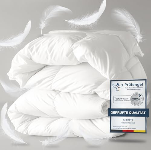 KNERST Ganzjahres Bettdecke 135x200 - Federbettdecke Decke mit Daunen & Federn - Ganzjahresdecke Waschbar & Atmungsaktiv - Daunendecke Ökotex Zertifiziert